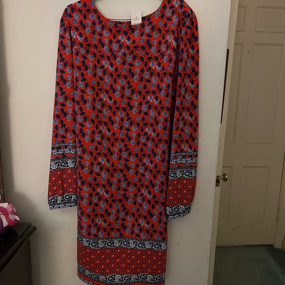 NWT LOFT border floral tie waist dress - Picture 3 of 6
